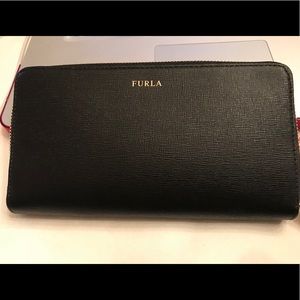 Furla Saffiano leather zip around wallet